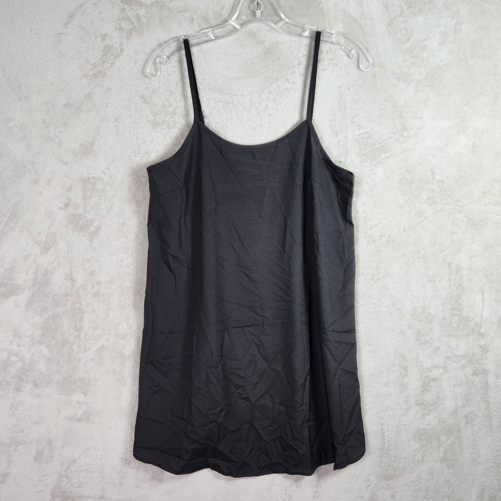 Gracia Mini Slip Dress Women Medium Black Spaghetti Strap Underlayer Minimalist
